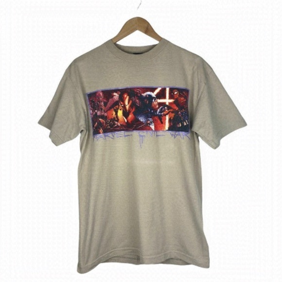 MAD ENGINE Mens Beige Marvel Comics Civil War Crew Neck T Shirt US M - Picture 1 of 7
